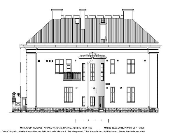 It&auml;isen julkisivun mittauspiirustus
