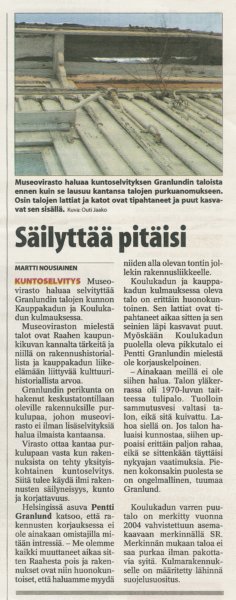 Paikallislehti Raahen Seutu 9.2.2007.